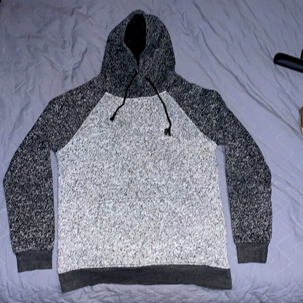 HOODIE, SIZE: small, BRAND: Trademark Brooklyn Cloth, COLOR: black and gray.